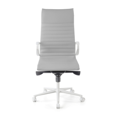 fauteuil de direction blanc gris dossier haut structure blanche simil cuir accoudoirs fixes 3