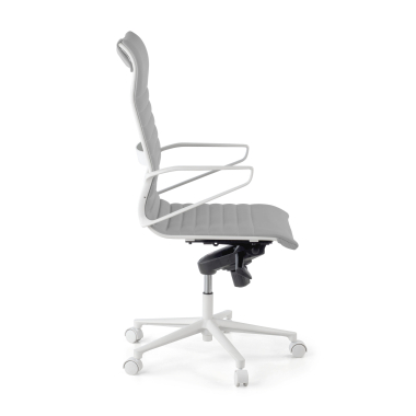 fauteuil de direction blanc gris dossier haut structure blanche simil cuir accoudoirs fixes 4