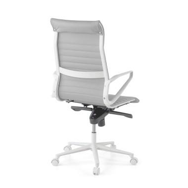 fauteuil de direction blanc gris dossier haut structure blanche simil cuir accoudoirs fixes 6