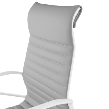 fauteuil de direction blanc gris dossier haut structure blanche simil cuir accoudoirs fixes 9