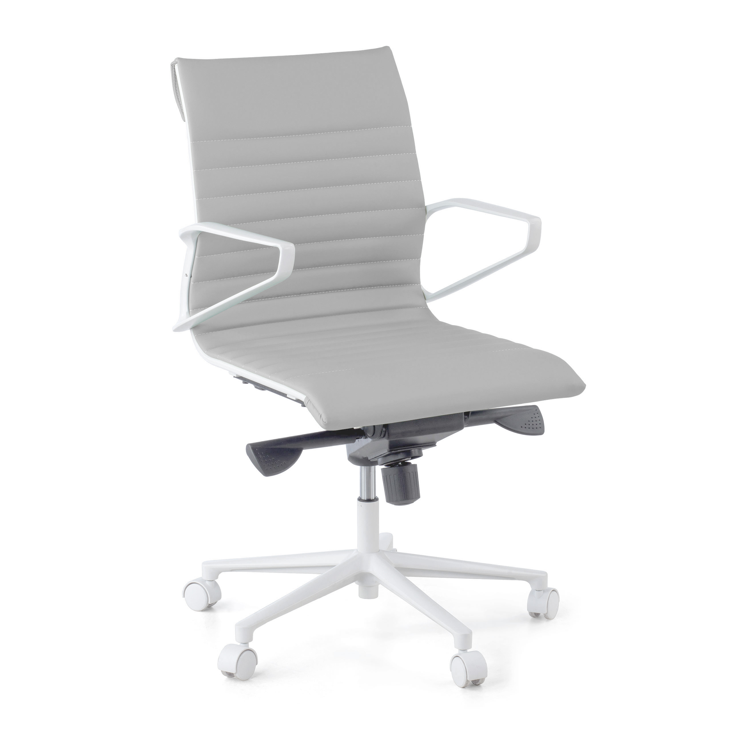 Fauteuil de bureau Design Cagliari, structure blanche, dossier bas, éco-cuir