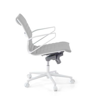fauteuil de direction blanc gris dossier bas structure blanche simil cuir accoudoirs fixes 5