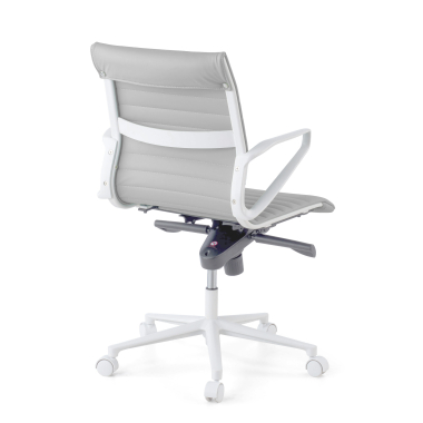 fauteuil de direction blanc gris dossier bas structure blanche simil cuir accoudoirs fixes 6
