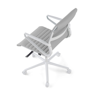 fauteuil de direction blanc gris dossier bas structure blanche simil cuir accoudoirs fixes 8