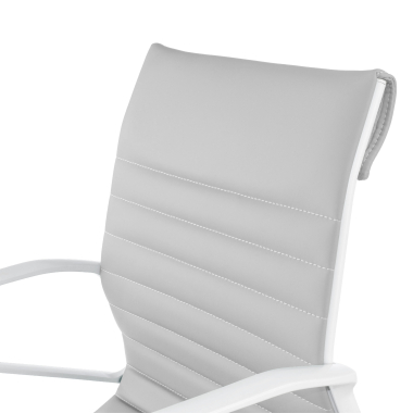 fauteuil de direction blanc gris dossier bas structure blanche simil cuir accoudoirs fixes 9