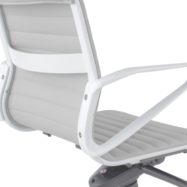 fauteuil de direction blanc gris dossier bas structure blanche simil cuir accoudoirs fixes 10