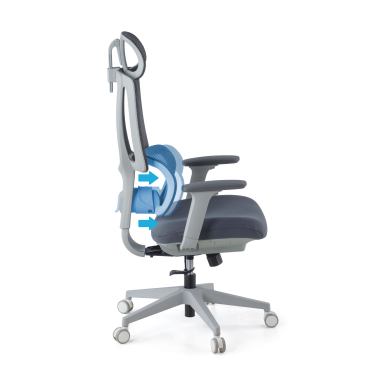 chaise ergonomique blanc gris essenza maille accoudoirs reglables 3d double soutien lombaire appui tete 4