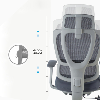 chaise ergonomique blanc gris essenza maille accoudoirs reglables 3d double soutien lombaire appui tete 9