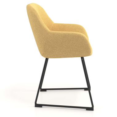 chaise visiteur jaune structure pietement luge tissu accoudoirs rembourres 3