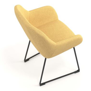 chaise visiteur jaune structure pietement luge tissu accoudoirs rembourres 7