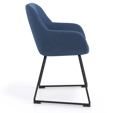 chaise visiteur bleu structure pietement luge tissu accoudoirs rembourres 3
