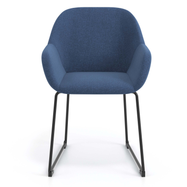 chaise visiteur bleu structure pietement luge tissu accoudoirs rembourres 4
