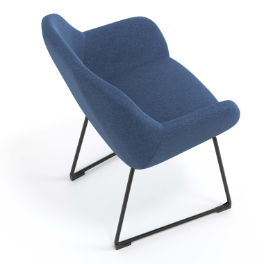 chaise visiteur bleu structure pietement luge tissu accoudoirs rembourres 7