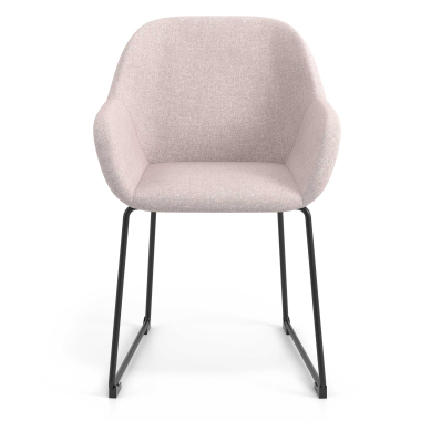 chaise visiteur beige structure pietement luge tissu accoudoirs rembourres 4