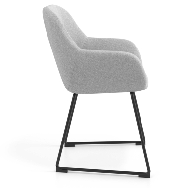 chaise visiteur gris clair structure pietement luge tissu accoudoirs rembourres 3