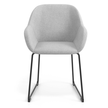 chaise visiteur gris clair structure pietement luge tissu accoudoirs rembourres 4