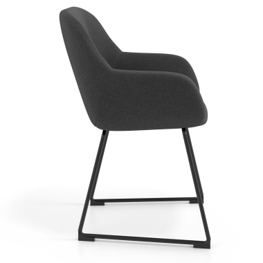 chaise visiteur anthracite structure pietement luge tissu accoudoirs rembourres 3