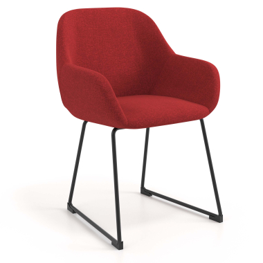 chaise visiteur rouge structure pietement luge tissu accoudoirs rembourres 1