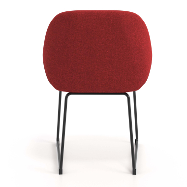 chaise visiteur rouge structure pietement luge tissu accoudoirs rembourres 6