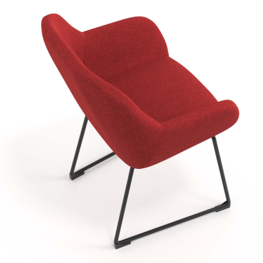 chaise visiteur rouge structure pietement luge tissu accoudoirs rembourres 7