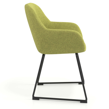 chaise visiteur vert structure pietement luge tissu accoudoirs rembourres 3