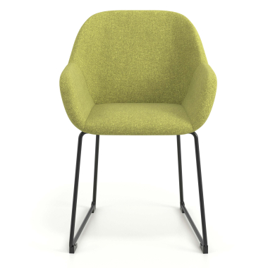 chaise visiteur vert structure pietement luge tissu accoudoirs rembourres 4