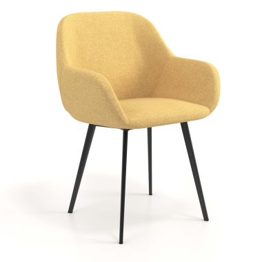 chaise visiteur jaune 4 pattes tissu accoudoirs rembourres 1