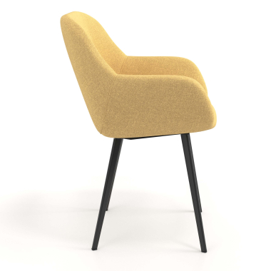 chaise visiteur jaune 4 pattes tissu accoudoirs rembourres 3