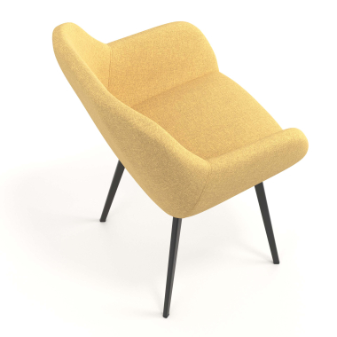 chaise visiteur jaune 4 pattes tissu accoudoirs rembourres 7