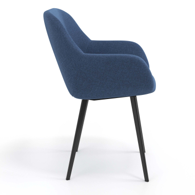 chaise visiteur noir bleu 4 pattes tissu accoudoirs rembourres 3
