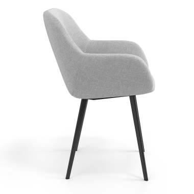 chaise visiteur noir gris clair 4 pattes tissu accoudoirs rembourres 3