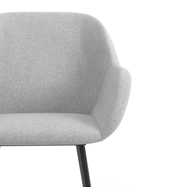 chaise visiteur noir gris clair 4 pattes tissu accoudoirs rembourres 5