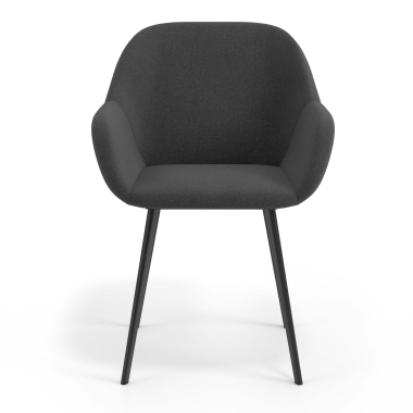 chaise visiteur noir anthracite 4 pattes tissu accoudoirs rembourres 4