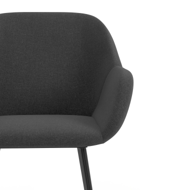 chaise visiteur noir anthracite 4 pattes tissu accoudoirs rembourres 5