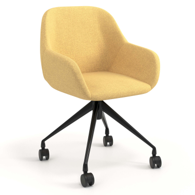 chaise de reunion noir jaune giratoire avec roulettes tissu accoudoirs rembourres 1