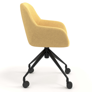 chaise de reunion noir jaune giratoire avec roulettes tissu accoudoirs rembourres 3