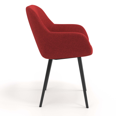 chaise visiteur noir rouge 4 pattes tissu accoudoirs rembourres 3