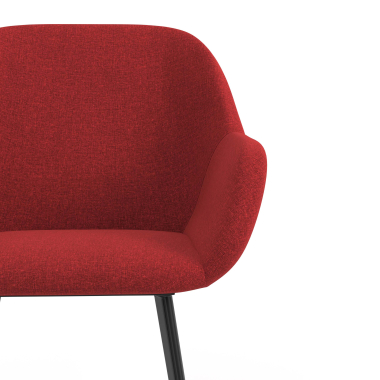 chaise visiteur noir rouge 4 pattes tissu accoudoirs rembourres 5