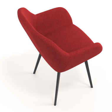 chaise visiteur noir rouge 4 pattes tissu accoudoirs rembourres 7
