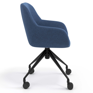 chaise de reunion noir bleu giratoire avec roulettes tissu accoudoirs rembourres 3