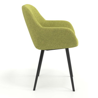 chaise visiteur noir vert 4 pattes tissu accoudoirs rembourres 3