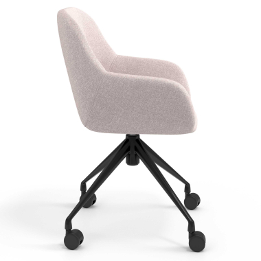 chaise de reunion noir beige giratoire avec roulettes tissu accoudoirs rembourres 3