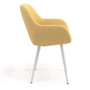 chaise visiteur blanc jaune 4 pattes tissu accoudoirs rembourres 3