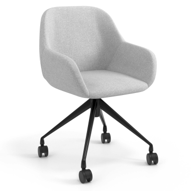 chaise de reunion noir gris clair giratoire avec roulettes tissu accoudoirs rembourres 1
