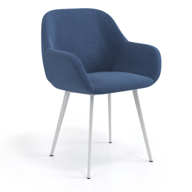 chaise visiteur blanc bleu 4 pattes tissu accoudoirs rembourres 1