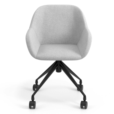 chaise de reunion noir gris clair giratoire avec roulettes tissu accoudoirs rembourres 4
