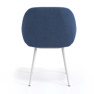 chaise visiteur blanc bleu 4 pattes tissu accoudoirs rembourres 6