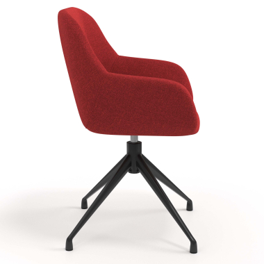 chaise de reunion noir rouge pivotante tissu accoudoirs rembourres 3