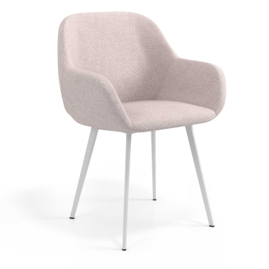 chaise visiteur blanc beige 4 pattes tissu accoudoirs rembourres 1