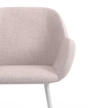 chaise visiteur blanc beige 4 pattes tissu accoudoirs rembourres 5